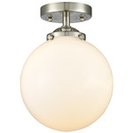 Beacon 284 Semi Flush Ceiling Light - Brushed Satin Nickel / Matte White