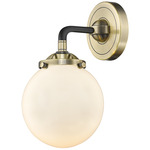 Beacon 284 Wall Sconce - Black / Antique Brass / Matte White