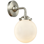 Beacon 284 Wall Sconce - Brushed Satin Nickel / Matte White