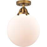 Beacon 288 Semi Flush Ceiling Light - Brushed Brass / Matte White