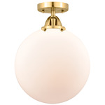 Beacon 288 Semi Flush Ceiling Light - Satin Gold / Matte White