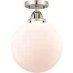 Beacon 288 Semi Flush Ceiling Light - Satin Nickel / Matte White