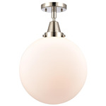 Beacon 447 Ceiling Light Fixture - Polished Nickel / Matte White