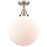 Beacon 447 Ceiling Light Fixture - Satin Nickel / Matte White