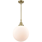 Beacon 447 Pendant - Antique Brass / Matte White