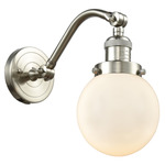 Beacon 515 Wall Sconce - Brushed Satin Nickel / Matte White