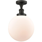 Beacon 517 Semi Flush Ceiling Light - Matte Black / Matte White