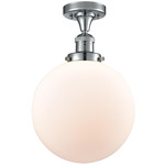 Beacon 517 Semi Flush Ceiling Light - Polished Chrome / Matte White