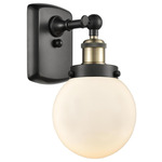 Beacon 916 Wall Sconce - Black / Antique Brass / Matte White