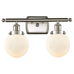 Beacon 916 Bathroom Vanity Light - Satin Nickel / Matte White