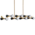 Caracas Wave Linear Chandelier - Antique Brass / Black