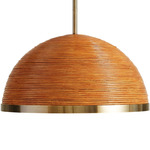 Riviera Dome Pendant - Polished Brass / Rattan