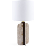 Topanga Column Table Lamp - Travertine / White