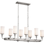 Vetivene Linear Chandelier - Classic Pewter / Opal