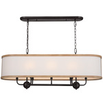Heddle Linear Chandelier - Anvil Iron / White