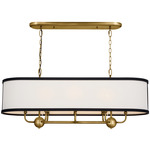 Heddle Linear Chandelier - Natural Brass / White