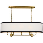 Heddle Linear Chandelier - Natural Brass / White