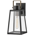 Hugh Outdoor Wall Sconce - Black / Clear