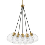 Rumi Multi Light Pendant - Lacquered Brass / Clear Seedy