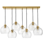 Rumi Linear Chandelier - Lacquered Brass / Clear Seedy