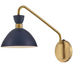 Simon Plug-In Wall Sconce - Heritage Brass / Navy