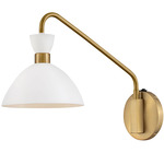Simon Plug-In Wall Sconce - Heritage Brass / White