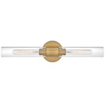 Shea Bathroom Vanity Light - Lacquered Brass / Clear