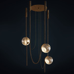 Abysse 03 Chandelier - Dark Aged Brass / Textured Hand Blown Glass