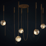 Abysse 05 Chandelier - Dark Aged Brass / Textured Hand Blown Glass