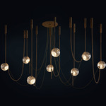 Abysse 08 Chandelier - Dark Aged Brass / Textured Hand Blown Glass