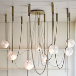 Abysse 08 Chandelier - Dark Aged Brass / Textured Hand Blown Glass