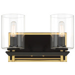 Sable Point Bathroom Vanity Light - Sand Coal / Honey Gold / Clear