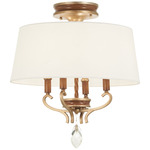 Magnolia Manor Semi Flush Ceiling Light - Pale Gold / Distressed Bronze / White