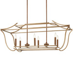 Magnolia Manor Linear Chandelier - Pale Gold / Distressed Bronze