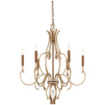 Magnolia Manor Chandelier - Pale Gold / Distressed Bronze