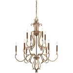 Magnolia Manor Chandelier - Pale Gold / Distressed Bronze