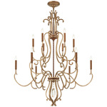 Magnolia Manor Chandelier - Pale Gold / Distressed Bronze