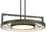 Tribeca Convertible Pendant - Smoked Iron / Soft Brass / Etched Glass