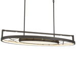 Tribeca Island Pendant - Smoked Iron / Soft Brass / Etched Glass