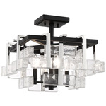 Painesdale Semi Flush Ceiling Light - Coal / Polished Nickel / Clear