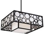 Mosaic Square Pendant - Oil Rubbed Bronze / White Linen