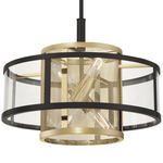 Soho Convertible Pendant - Coal / Soft Brass / Clear