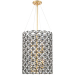 Brookcrest Foyer Pendant - Gold Leaf / Black / Crystal