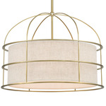 Gateway Park Convertible Pendant - Soft Brass / Oatmeal Linen