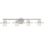 Beacon Avenue Bathroom Vanity Light - Brushed Nickel / Clear Seeded