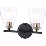 Winsley Bathroom Vanity Light - Coal / Stained Brass / Clear Seeded