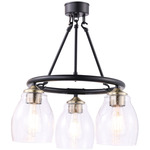 Winsley Chandelier - Coal / Stained Brass / Clear Seeded