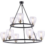 Winsley Chandelier - Coal / Stained Brass / Clear Seeded