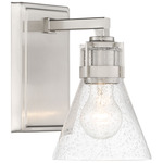 Chatham Square Wall Sconce - Brushed Nickel / Clear Seeded