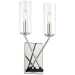 Highland Crossing Wall Sconce - Polished Nickel / Clear